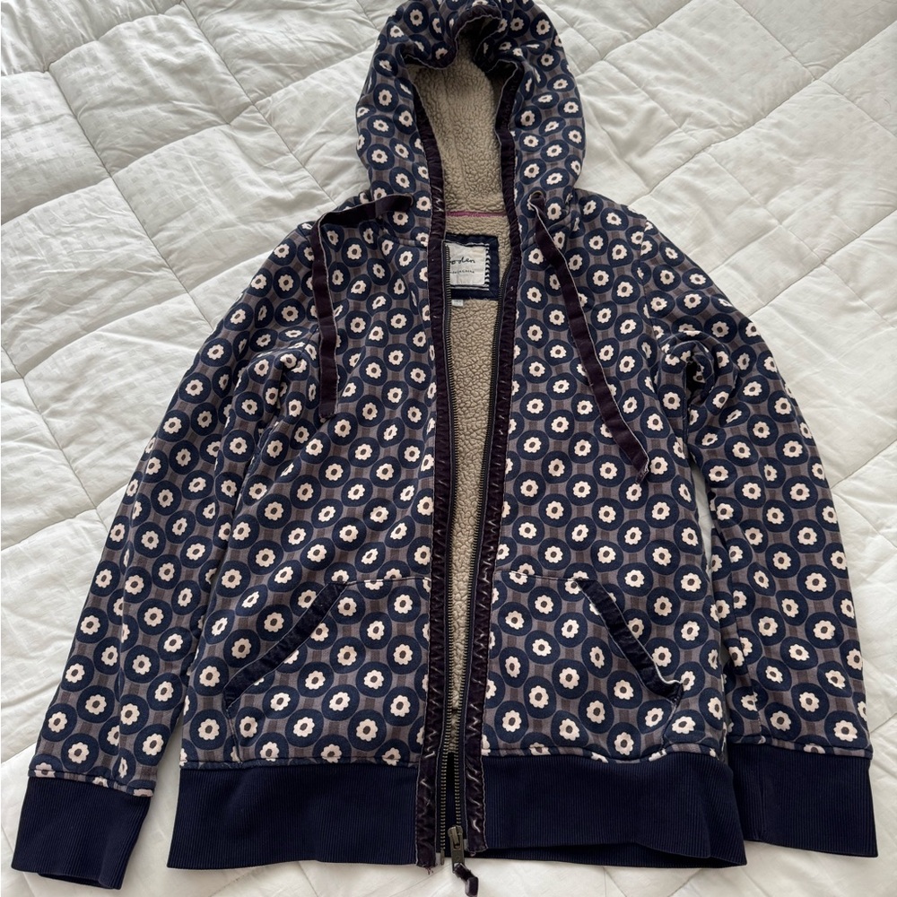 Boden Navy and Cream Floral Dot Women Hoodie